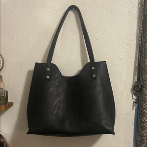 Elegant Black vegan Leather Tote Bag